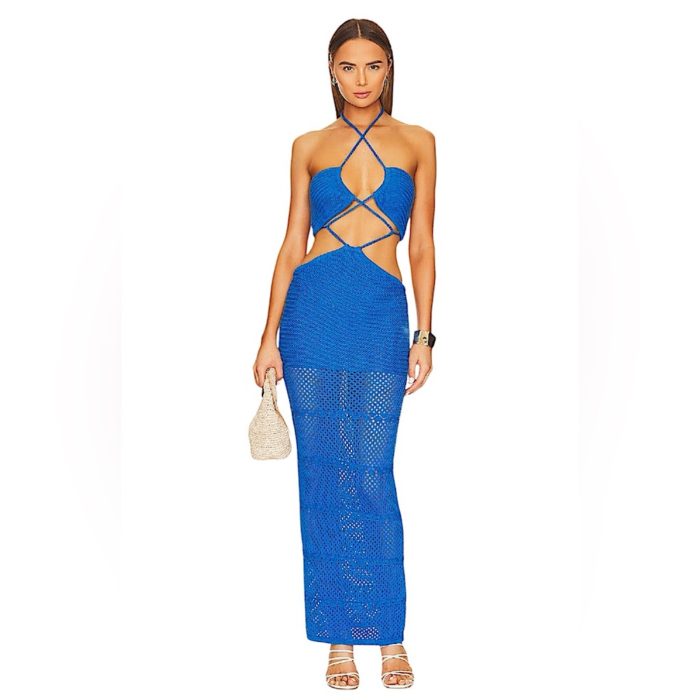Lovers + Friends Blue Backless Dress